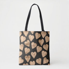 Rosa de oro corazones negro bolsa de compras