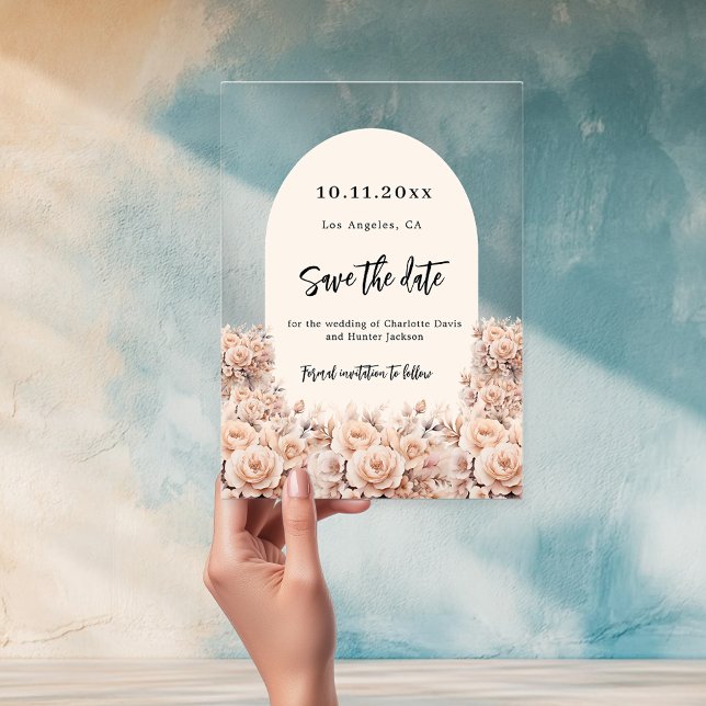 Rosa de oro crema florals boda salvar tarjeta de f (Subido por el creador)