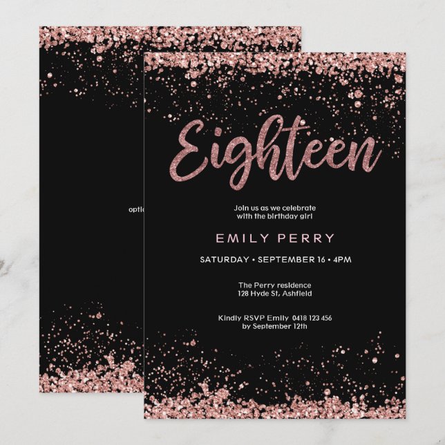 rosa de oro de 18 años Invitación (Anverso / Reverso)