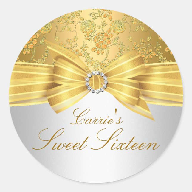 Rosa de oro Dulce Dieciséis Pegatinas (Anverso)