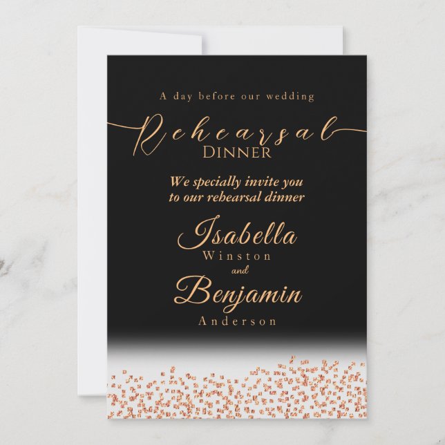 Rosa de oro elegante ensayo Boda negro (Anverso)