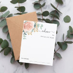 Rosa de oro floral eucalyotus boda tarjeta de cons<br><div class="desc">Fondo blanco,  decorado con un gran rosa dorado subió,  flores y vegetación eucaliptica. Personalice y agregue sus nombres. 1 hoja = 1 tarjeta de consejo de borde impreso a borde.</div>