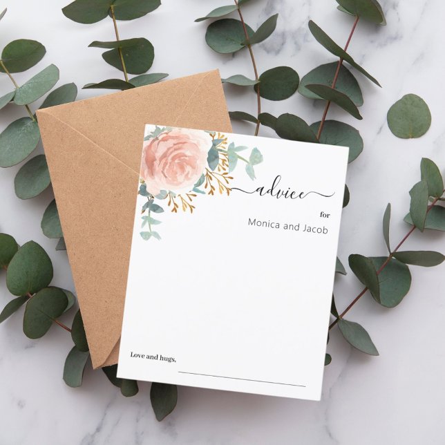 Rosa de oro floral eucalyotus boda tarjeta de cons (Subido por el creador)