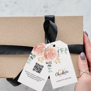 Rosa de oro floral monograma empresa etiqueta de c