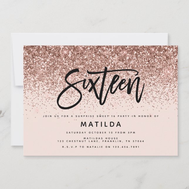 Rosa de oro gitano purpurina sorpresa dulce 16 cum (Anverso)