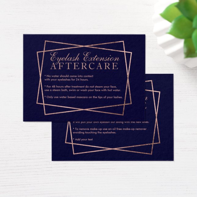 Rosa de oro guión azul marino eyelash aftercare (Escritorio)