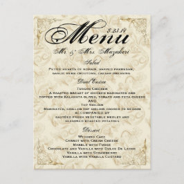 Rosa de oro Menú de cena Boda Gracias Nota