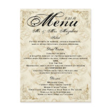 Rosa de oro Menú de cena Boda Gracias Nota