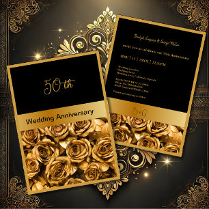 rosa de oro negro 50.ª tarjeta de aniversario de b