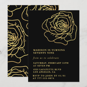 Rosa de oro negro 79 invitaciones de cumpleaños