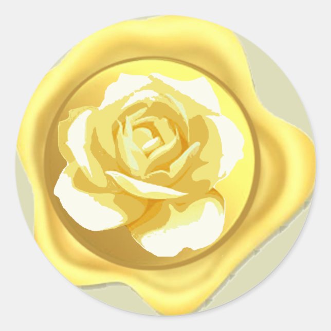 Rosa de oro Sello de cera clásico pegatina redondo (Anverso)