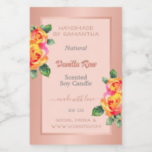 Rosa de oro y etiquetas de productos rosados Velas