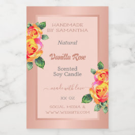 Rosa de oro y etiquetas de productos rosados Velas
