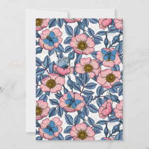 Rosa de perro y mariposas