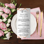 Rosa de plata menú boda elegante de mármol oro<br><div class="desc">Personalice y agregue sus nombres,  la fecha de boda y el menú. Un fondo falso plateado,  con venas de mármol dorado rosa. Texto negro.</div>