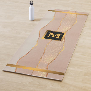 Rosa de Purpurina de lujo oro Monogramed Yoga Mat