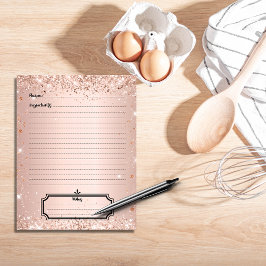 Rosa de purpurina de oro página del libro de recet