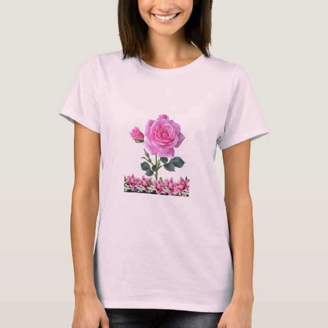 Rosa de Sharon Lilly de la camiseta femenina del V (Anverso)
