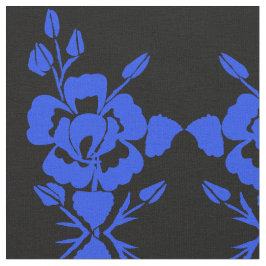 Rosa de silueta azul y negro sobre tela de algodón