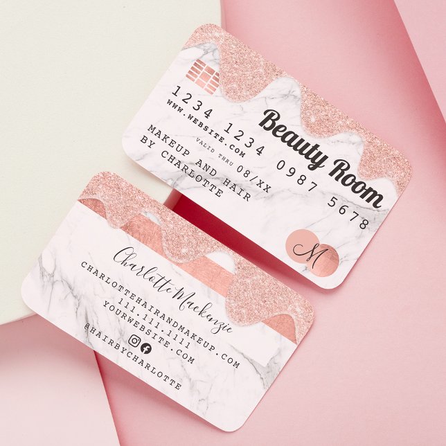 Rosa de tarjeta de crédito purpurina de oro gotea  (Subido por el creador)