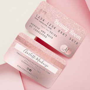 Rosa de tarjetas de crédito purpurina metálico de 