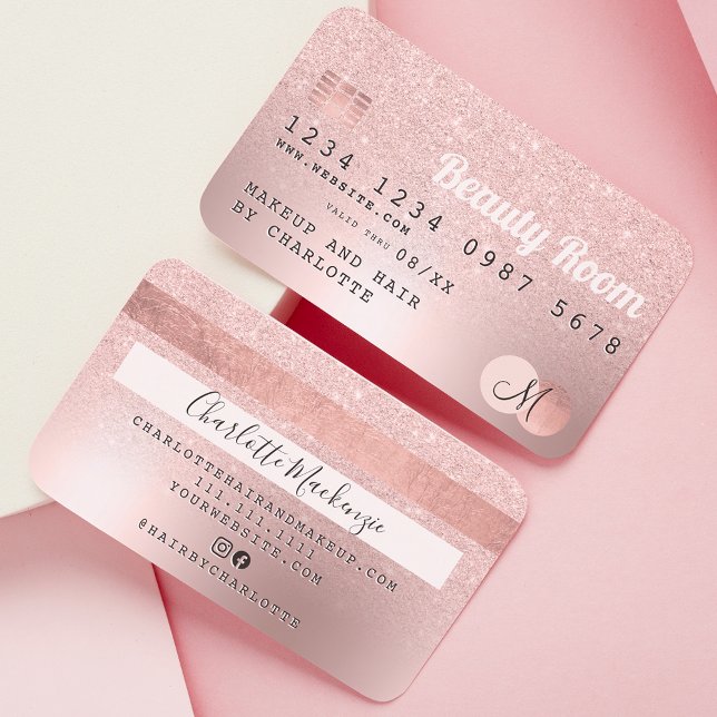 Rosa de tarjetas de crédito purpurina metálico de  (Subido por el creador)