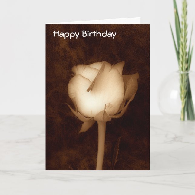 Rosa de tarjetas de cumpleaños en Sepia (Anverso)
