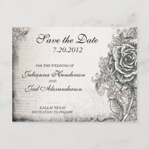 Rosa de tatuaje Guardar la tarjeta postal del Boda