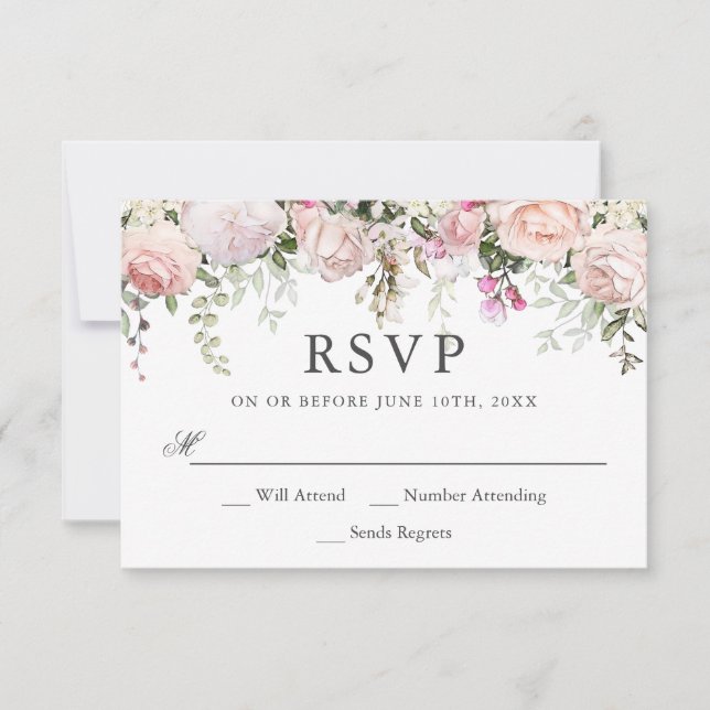 Rosa de verano Boda Floral Jardín RSVP (Anverso)