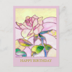 Rosa de vidrio elegante tarjeta postal de cumpleañ