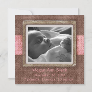 Rosa del chocolate de la invitación del bebé