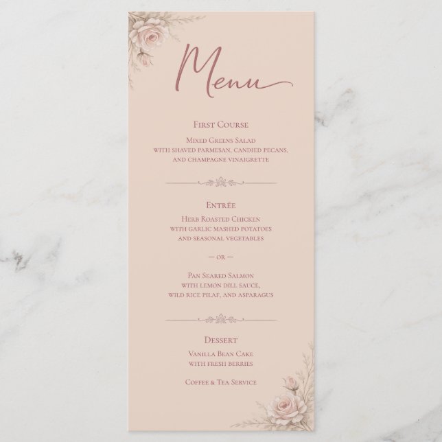 Rosa del Desierto – Menú de Boda de Duna y Floraci (Anverso)