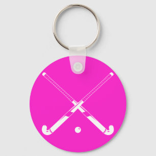 Rosa del llavero de la silueta del hockey hierba