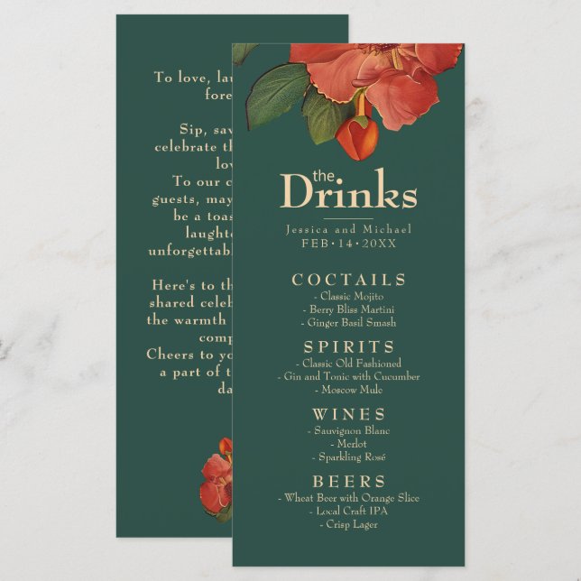 rosa del menú de bebidas 💍 Romance: Art Nouveau S (Anverso / Reverso)