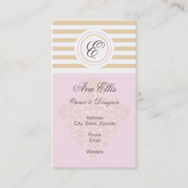 Rosa del monograma y tarjeta de visita del oro (Anverso)