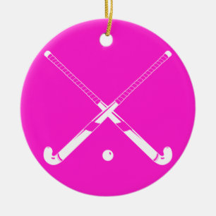 Rosa del ornamento de la silueta del hockey hierba