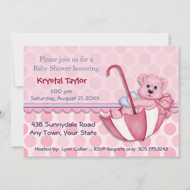 Rosa del oso paraguas - Invitación (Anverso)