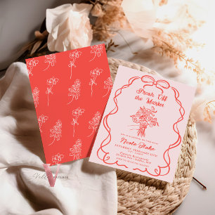 Rosa dibujado a mano fuera del mercado Invitación