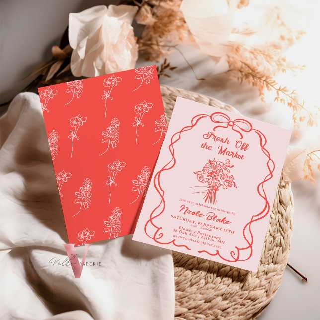Rosa dibujado a mano fuera del mercado Invitación  (Subido por el creador)