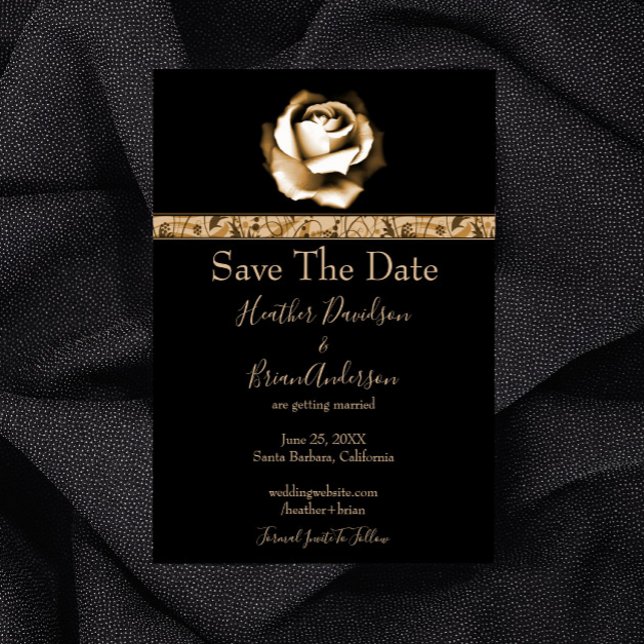 Rosa Dorada Anuncio de Fecha de la Boda (Golden Rose Save the Date)
