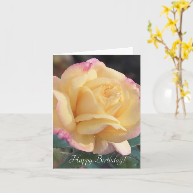 Rosa Dorada de Verano - Tarjeta de Cumpleaños (flor amarilla)