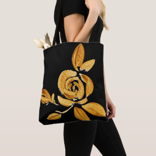 Rosa Dorada en Bolsa Tote Negra