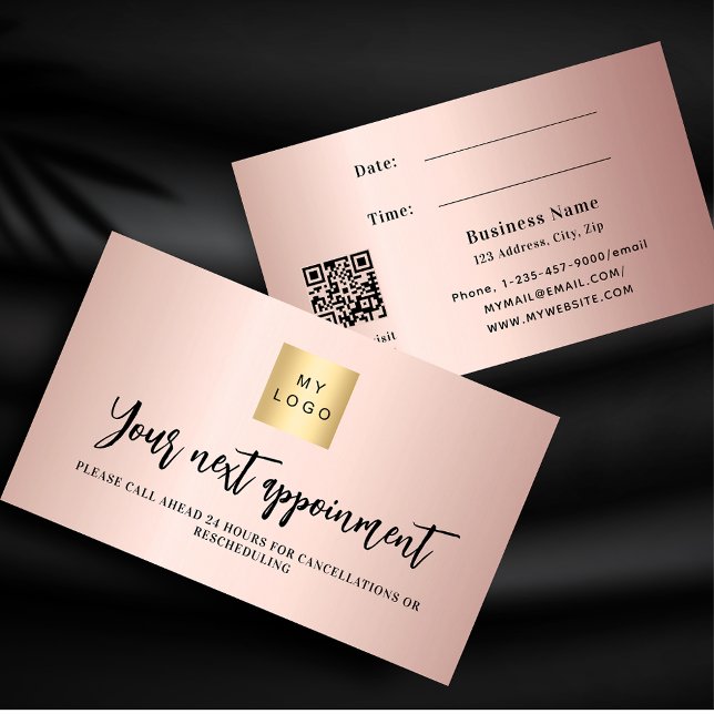 Rosa dorado código QR tarjeta de cita del logotipo (Subido por el creador)