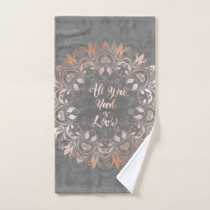 Rosa Dorado Gris Floral Mandala Amor