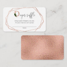 Rosa dorado verde tarjetas de rifa de pañales mode