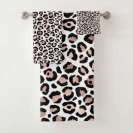 Rosa Dorado y Estampado de Leopardo Negro 