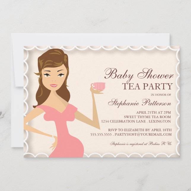 Rosa dulce de la invitación de la fiesta del té de (Anverso)