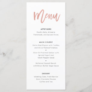 Rosa dulce Gold Modern Princess Boda Menu
