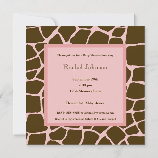 Rosa e invitación de Brown Gariffe Baby Shower (Anverso)