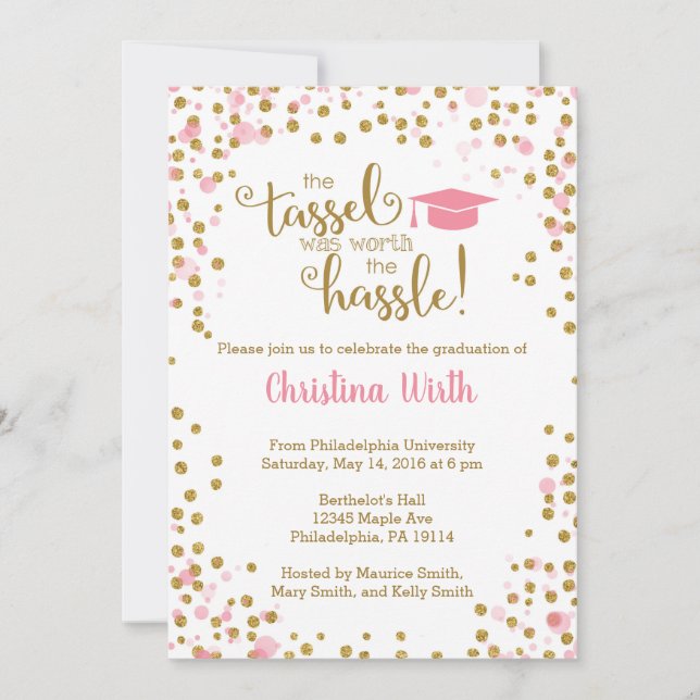 Rosa e invitación de la graduación del oro (Anverso)